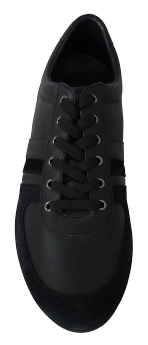 Dolce & Gabbana - Chaussures de sport en cuir noir avec logo pour hommes - Image 2