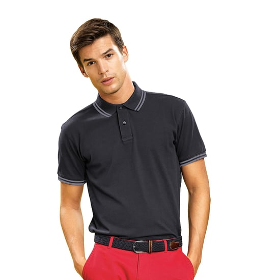 Asquith & Fox Herren Classic Fit Tipped Polo Shirt (Schwarzes Heidekraut/Charcoal) - Image 2