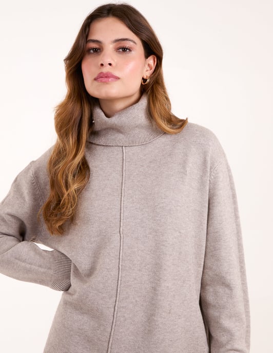 Roll Neck Jumper With Front Seam Detail