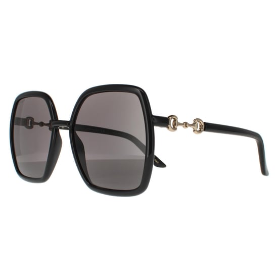 Gucci Quadrat Damen Schwarz und Gold Graue Sonnenbrille - Image 2