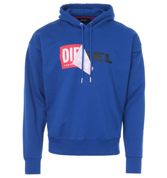 Diesel S-Alby Double Logo Hooded Sweatshirt - Blue