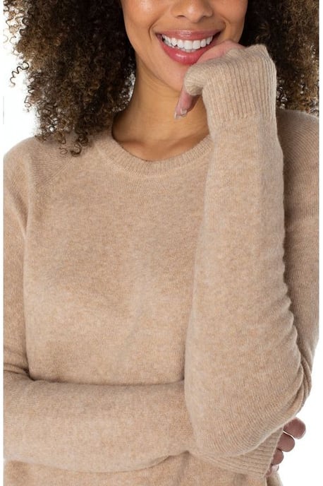 Raglan Sweater With Side Slit Oatmeal Heather