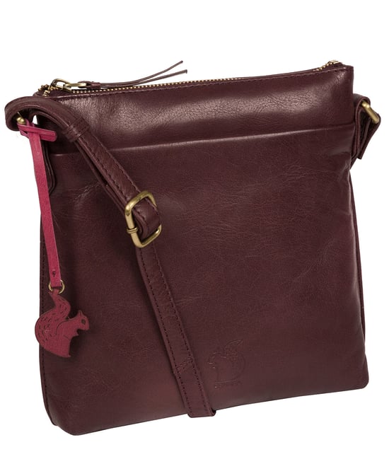 'Nikita' Plum Leather Cross Body Bag