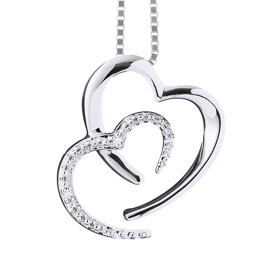 DIADEMA - Necklace Two Hearts - Prestige Jewelery - Diamonds - Chain White Gold
