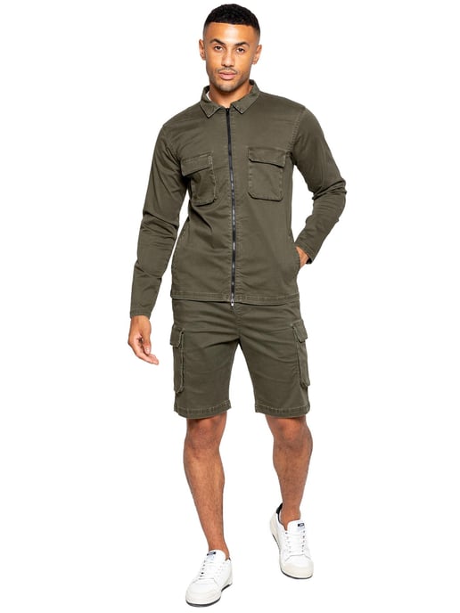 Enzo | Herren Cargo-Trainingsanzug mit Shorts Set - Khaki - Image 2