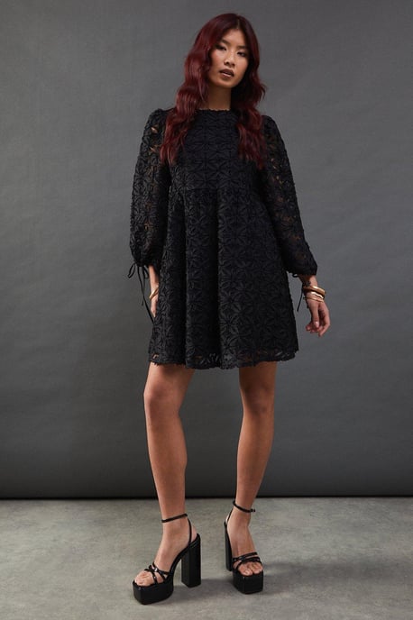 Flower Tissue Organza Smock Mini Dress - Image 5