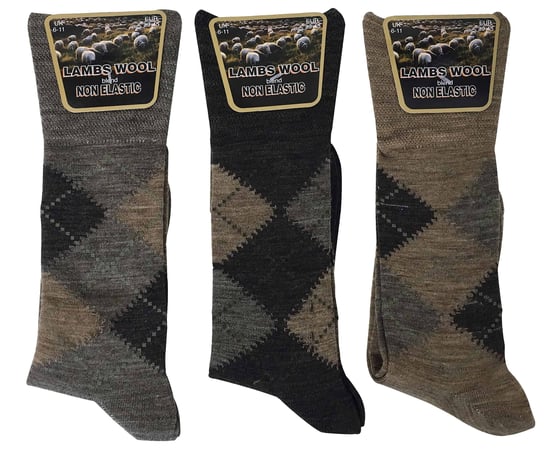 Sock Snob 3 paires homme mince sans elastique chaussettes laine argyle motif - Brun - Image 2