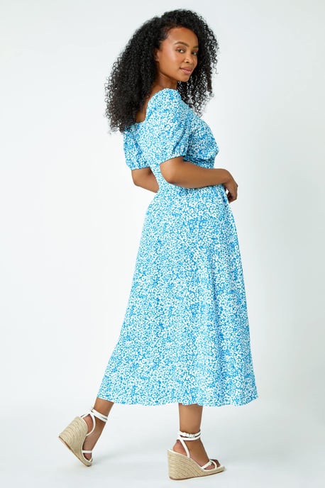 Petite Ditsy Floral Stretch Midi Dress - Image 3
