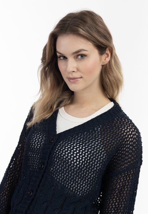 Dreimaster Weitmaschige Strickjacke Damen Marine - Image 3