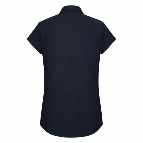 Russell Collection Easy Care Fitted Poplin Bluse, kurzarm (Dunkelblau) - Image 2