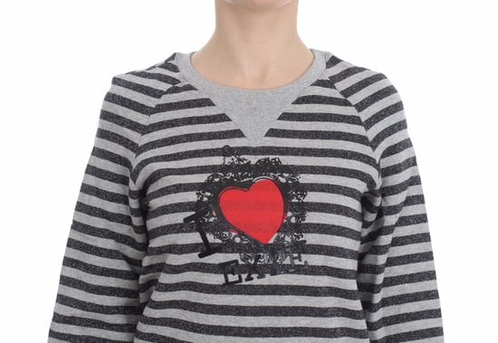 Exte - Pull en coton rayé à col ras du cou pour femme - Gris - Image 4