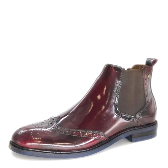 HX London Erith  Leather Cherry Oxblood Mens Brogue Chelsea Boots