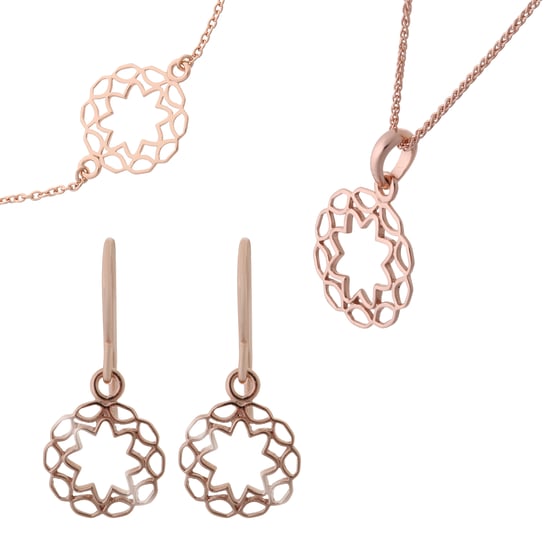 Orphelia 'Jasmine' Damen-Set aus 925er Sterlingsilber: Armband + Ohrringe + Halskette - Rosé SET-7076/1 - Image 1