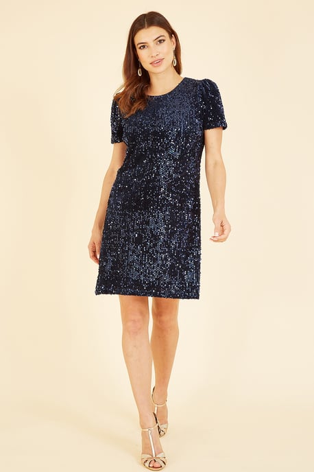 Mela Navy Sequin Tunic Dress
