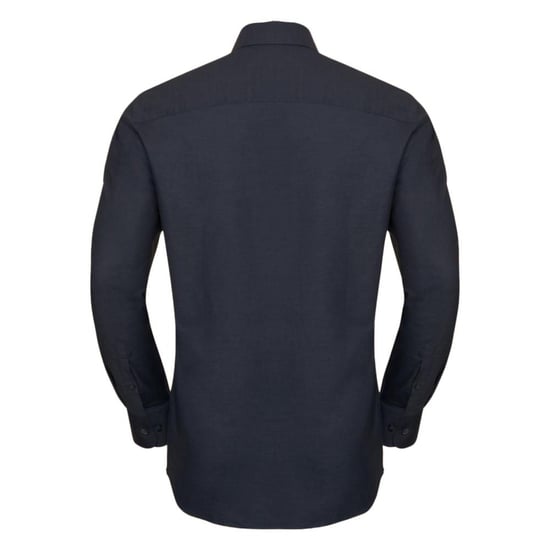Russell Collection Oxford Herren Hemd, Langarm, pflegeleicht (Schwarz) - Image 3