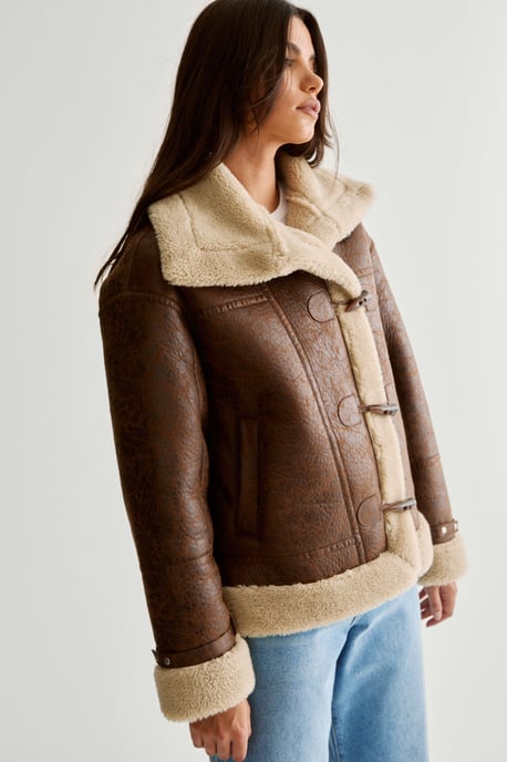 Duffle Front Bonded Fur  Aviator