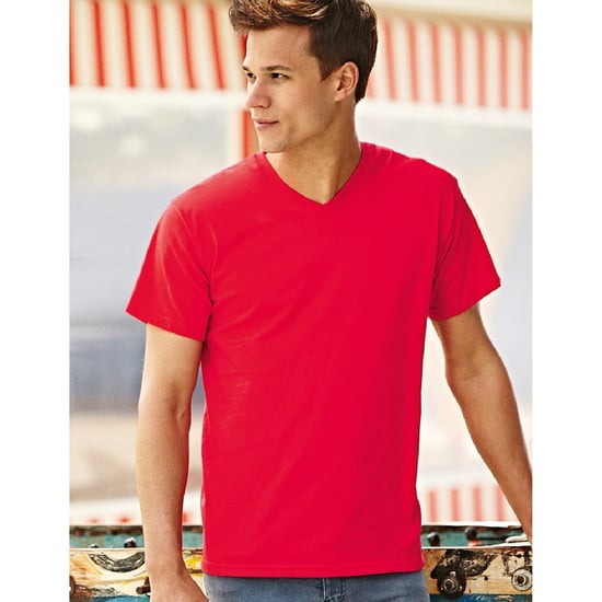 Fruit Of The Loom Valueweight T-shirt für Männer mit V-Ausschnitt, kurzärmlig (Rot) - Image 3