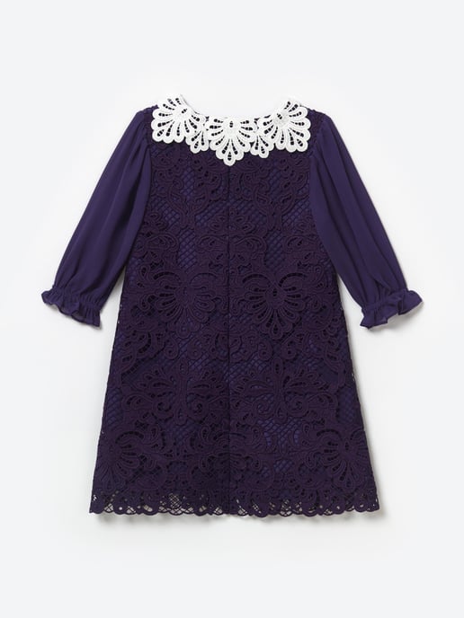 Self Portrait Girls Lace Mini Dress in Navy