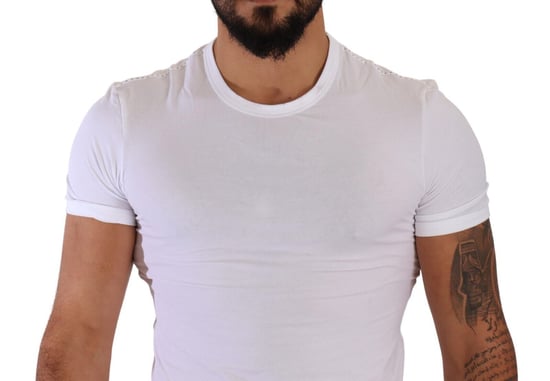 Dolce & Gabbana Herren T-Shirt aus Baumwollstretch mit rundem Ausschnitt in Weiß - Image 4