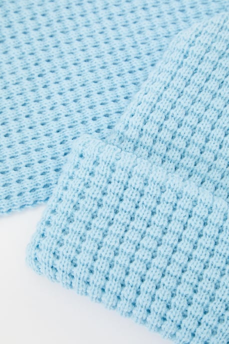 Light Blue Hat And Scarf Set