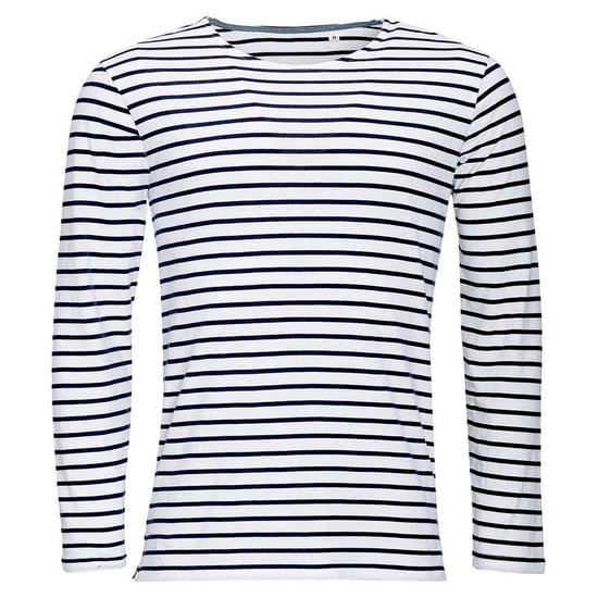 SOLS - "Marine" T-Shirt für Herren Langärmlig (Weiß/Marineblau) - Image 1