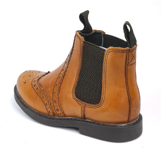 Frank James Cheltenham Leather Tan Brown Junior Brogue Chelsea Boots