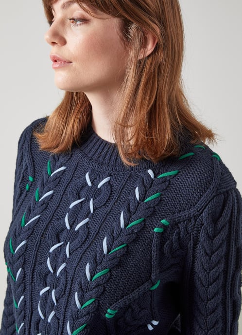 LK Bennett Mia Knitted Tops, Navy