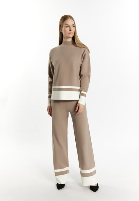 Dreimaster Strickhose Damen Schlamm Wollweiss - Image 2