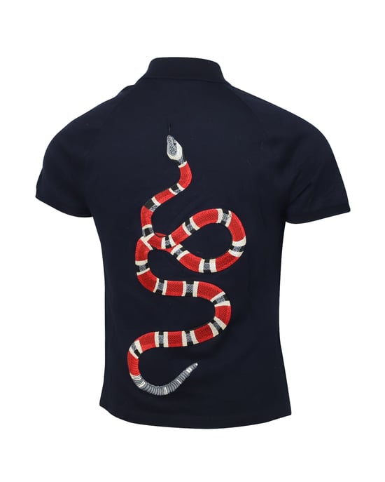 Gucci Snack Back Polo-Shirt aus Baumwolle in Marineblau - Image 3