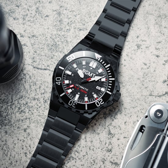 RGMT Superav Men's Japanese Automatic 46mm Black Watch with Stainless Steel Bracelet