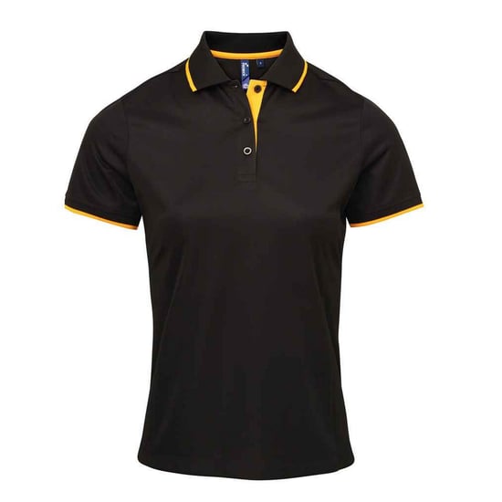 Premier - "Coolchecker" Poloshirt für Damen (Schwarz/Sonnenblume) - Image 1