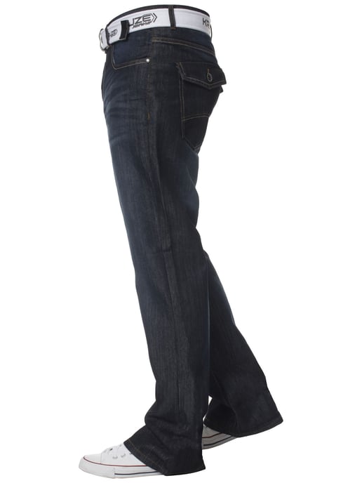 Kruze Herren Bootcut Denim Jeans - Image 3