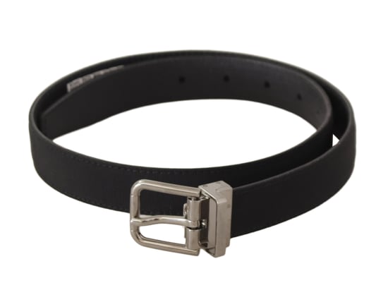 Dolce & Gabbana Women's Black Canvas Leather Silver Tone Metal Buckle Belt