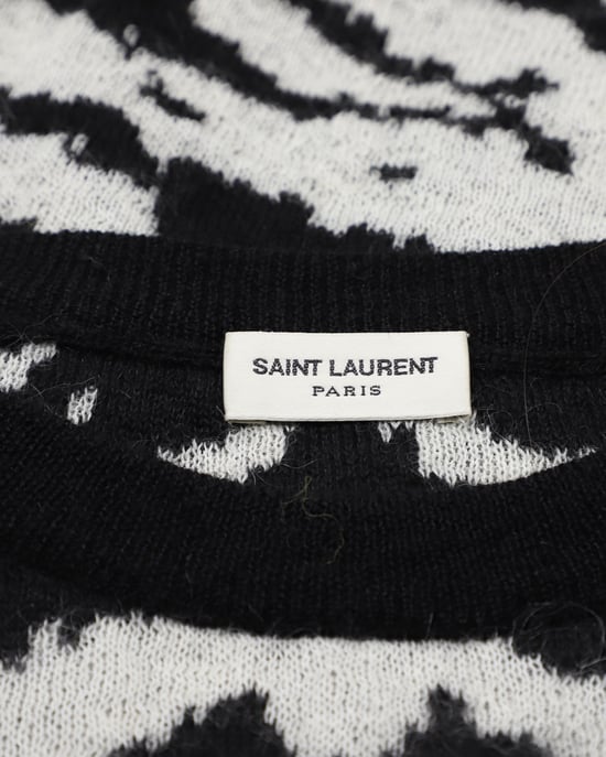 Saint Laurent Tiger-Intarsien-Pullover aus schwarzem Mohair - Image 2