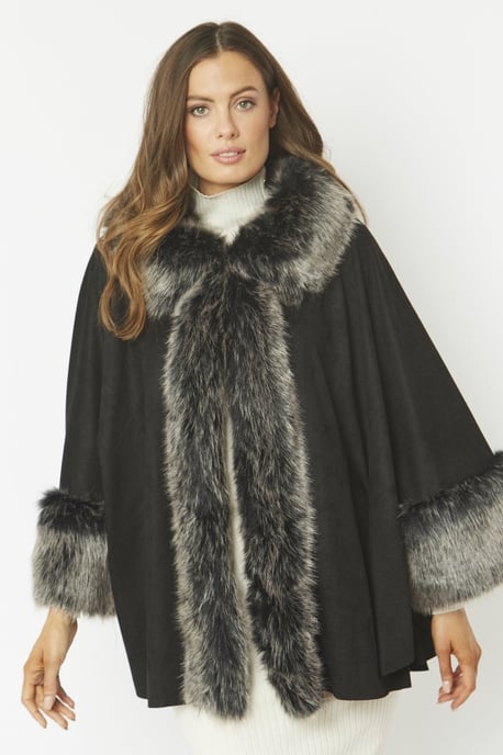 Faux Fur Faux Suede Cape