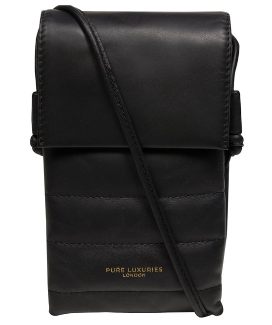 'Chloe' Black Leather Cross Body Phone Bag