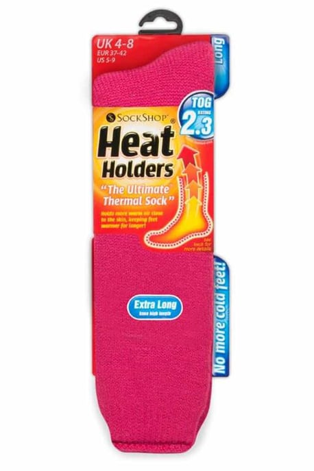 Extra lange Thermo-Socken für Damen in Cerise und Wein von Heat Holders - Image 2