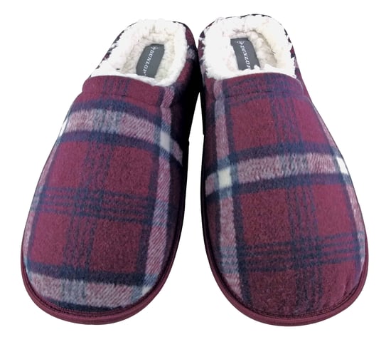 Dunlop - Mens Warm Plüsch Fleece gefüttert Schlupf auf Pantoffel kariert Hausschuhe - Image 2