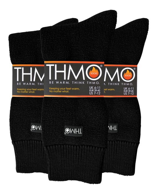 THMO - 3 Paar Herren Fleece-gefütterte Hausschuhsocken mit Greifern - Schwarz - Image 2