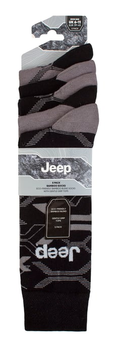 Herren Bambus Kleid Socken | Jeep | 5 Pack atmungsaktiv Freizeit Socken für jeden Tag tragen - Schwarz / Charcoal - Image 2