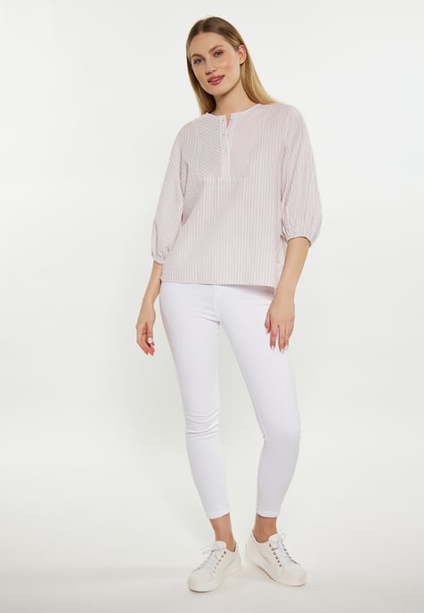 Dreimaster Bluse Damen Helllila Wollweiss - Image 2