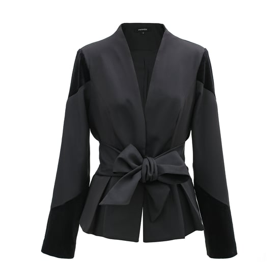 Blazer aus Bi-Material und geknoteter Gürtel - Image 1