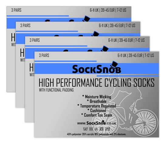 12 Paar Multipack Herren-Radsport-Socken | Sock Snob | Schwarze Low Cut Socken | Ideal für Laufen, Fitnessstudio & Sport - Schwarz - Image 2