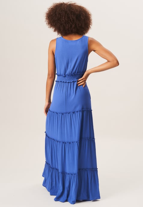 Geraffte Taille Wrap Tiered Midi Dress - Image 4