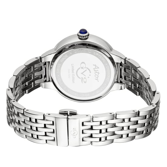GV2 Astor Damen Schweizer Quarz Diamant schwarzes Zifferblatt Edelstahl Uhr - Image 2