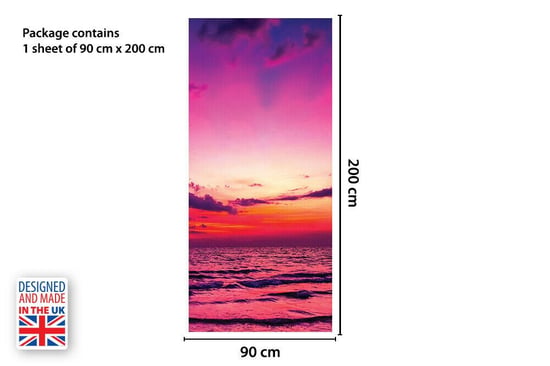 Sunset At Sea Self-Adhesive Door Mural Sticker For All Europe Size 90Cm X 200Cm