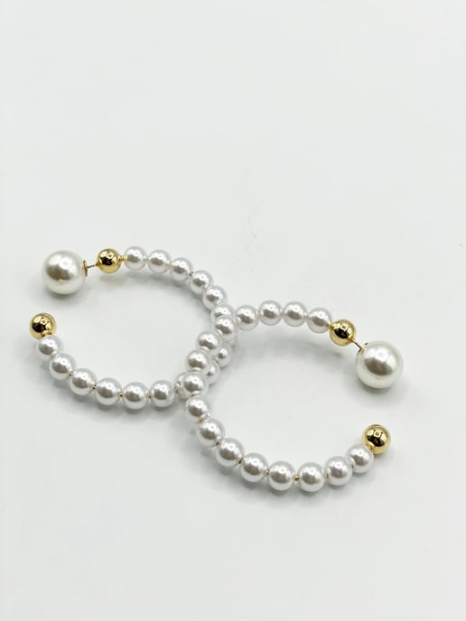 Faux Pearl Hoop Earrings