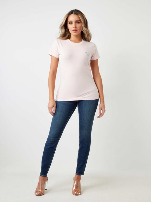 World Wide Glitter Tee in Strawberry Cream