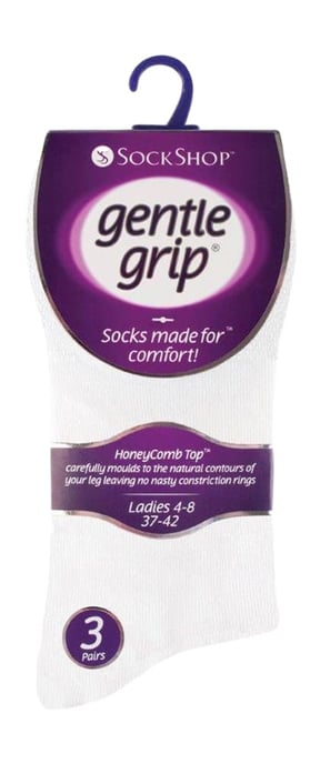 Gentle Grip - 6 Paar Damen Gentle Grip nicht elastische Socken - GG67 Weiß - Image 2