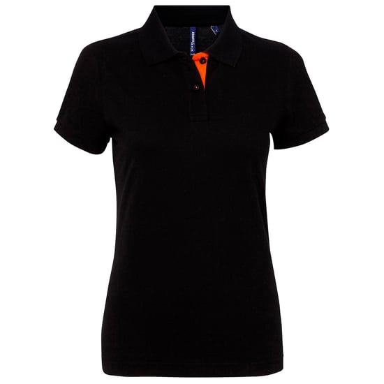 Asquith & Fox Damen/Damen Kurzarm-Poloshirt mit Kontrast (Schwarz/Orange) - Image 3